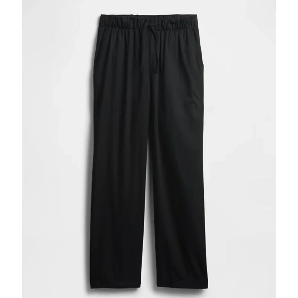 New Gap Pants Size XL Mid Rise Easy Twill Pull On Elastic Drawstring Waist Black